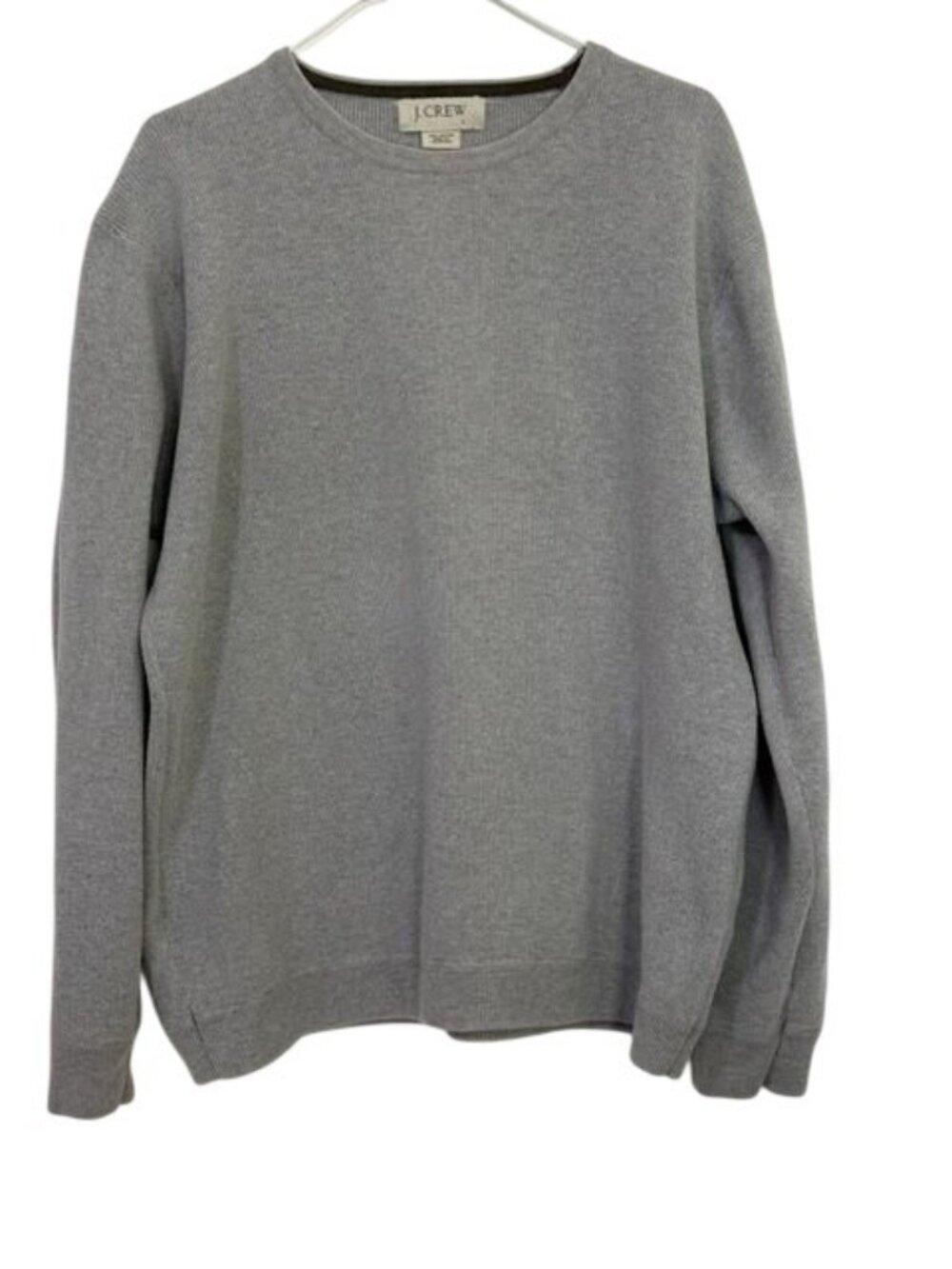 J.Crew Mens Gray Cotton Crewneck Sweater Size L Casual Lightweight Knit